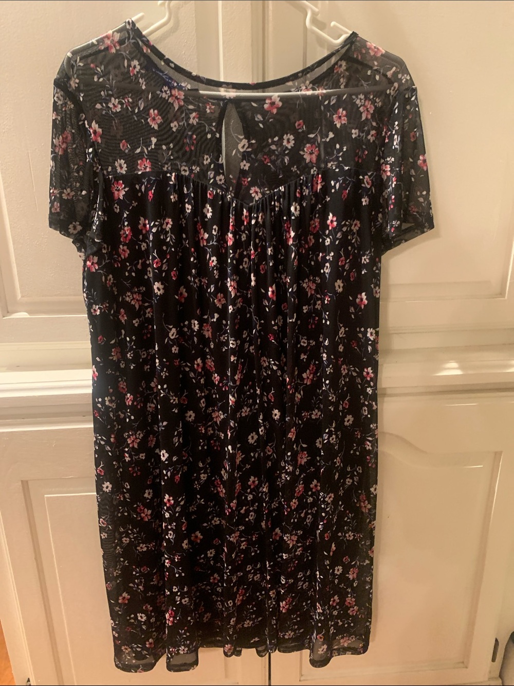 Apt. 9 Black Midi Dress with Pink & White Floral Print